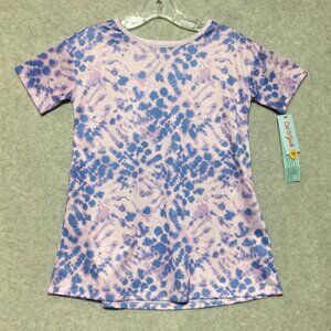 Cat & Jack Girls Nightgown Medium 8 Pullover Short sleeve Tie-Dye Purple Pink